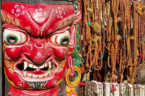 Wooden mask sold as souvenir in Durbar Square