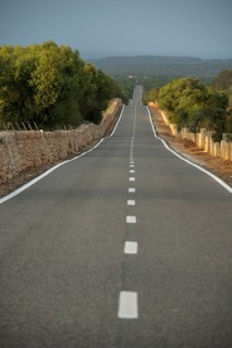 Road and landscape with dry stone walls