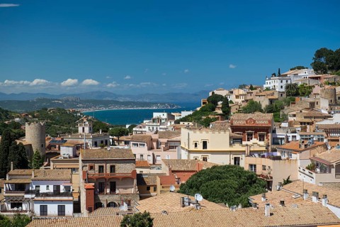 View of a small town by the sea