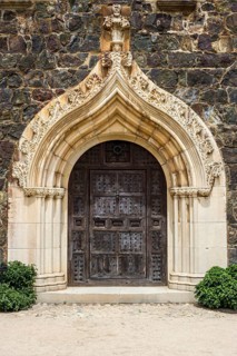 Magnificent front door of Castell de Cap Roig manor