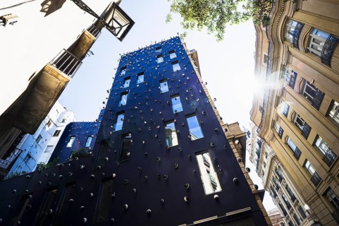 Blue house facade