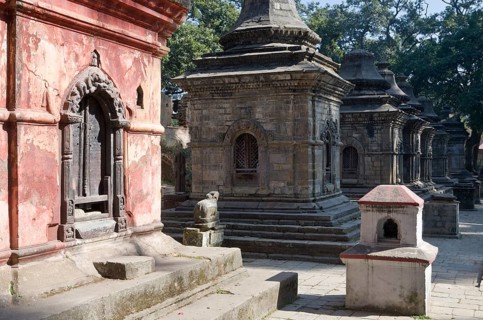 Small shrines in the hills above Pashupatinath Temple