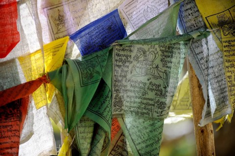 Fluttering prayer flags