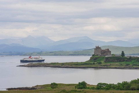 Ferry passing Duart Castle on the west coast