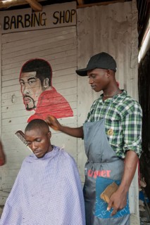 Hairdressing salon at a street market