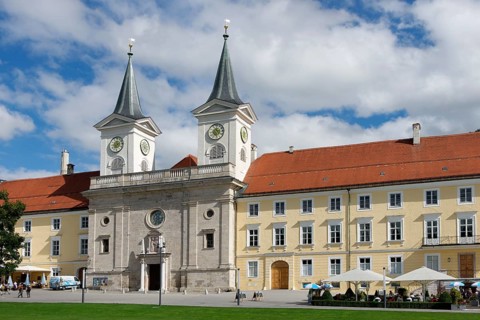 Kloster Tegernsee Abbey with the church of St. Quirinus