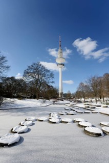 Frozen ponds in 'Planten un Blomen' park