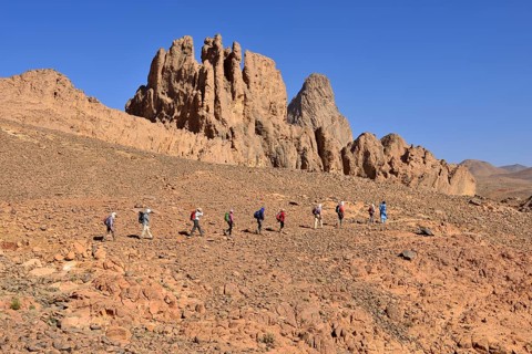 Group of hikers at the diatreme