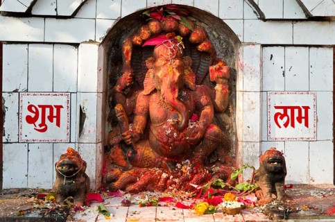 Ganesha shrine with some offerings