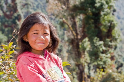 Portrait of a local girl with pink sweater