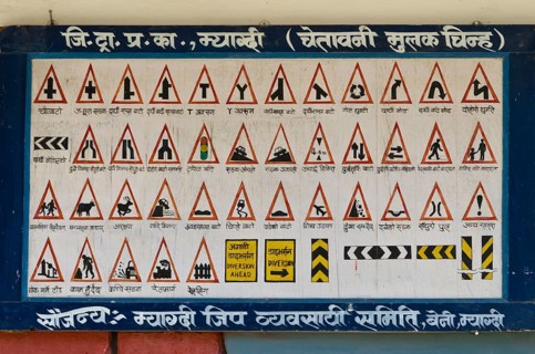 Roadsigns and traffic rules on a big plate