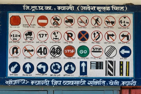 Roadsigns and traffic rules on a big plate