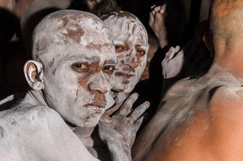 Newly initiated Shiva sadhus from Avahan Akhara