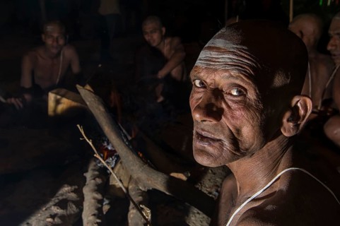Portrait of a man joining the initiation of new sadhus