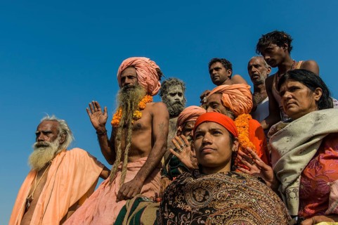 Group of sadhus participating in the procession of Shahi Snan