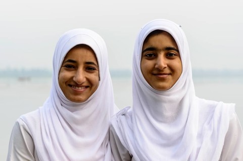 Two Kashmiri women wearing headscarves