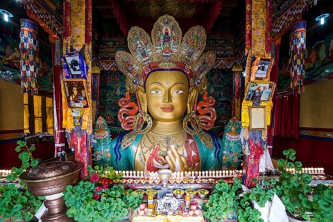 Colourful statue of Maitreya