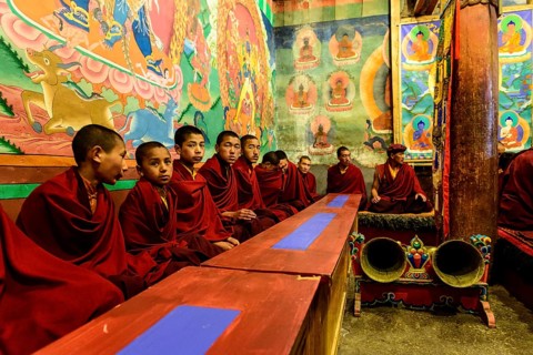 Monks celebrating Pooja