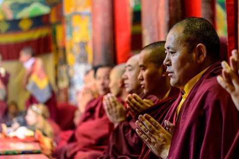 Monks celebrating Pooja
