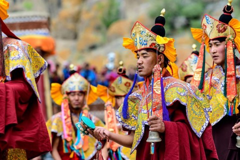 Monks performing ritual dance