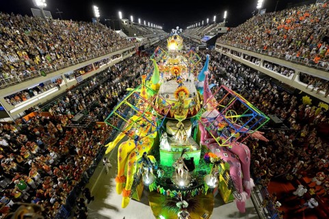 Parade of the Academicos do Grande Rio samba school during the Carnival in Rio de Janeiro in 2013