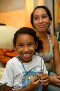 Girl and mother in a slum or favela