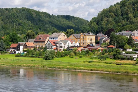 Town view of Bad Schandau on the Elbe