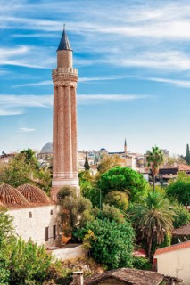 Yivli Minare Mosque and the old city