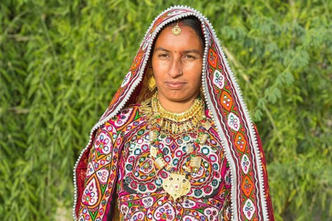 Ahir woman in traditional colorful clothes