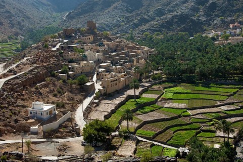 Mountain oasis of Balad Seet with irrigated terraced fields