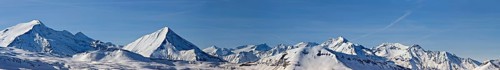 Panoramic view of the Hohe Tauern or High Tauern mountain range