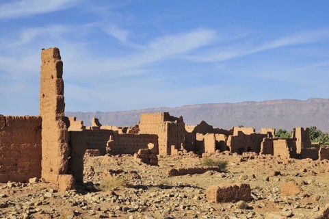 Dilapidated mud houses