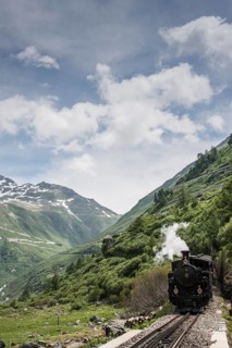 Furka steam railway at the Furka Pass