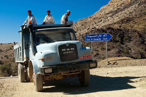 Lorry on the intersection of a country road