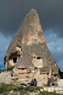 A hollowed tuff cone or fairy chimney