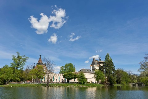 Schlossteich pond with Franzensburg Castle