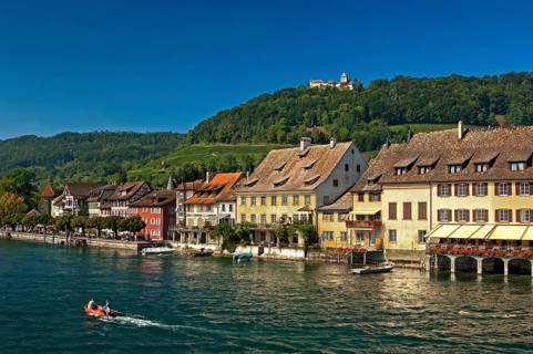 View over the Rhine to the village of Stein am Rhein