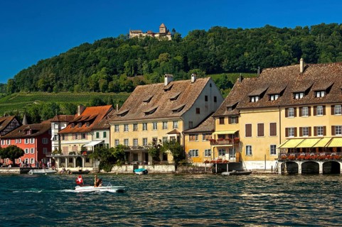 View over the Rhine to the village of Stein am Rhein