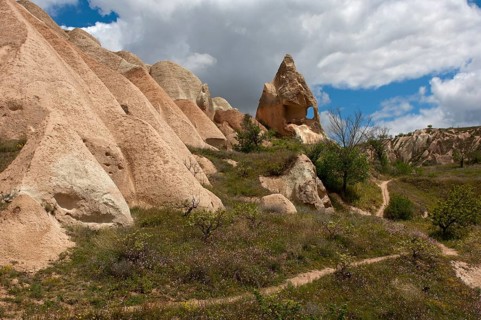 Landscape with weathered tuff formations