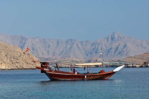 Traditional dhow moored in a bay