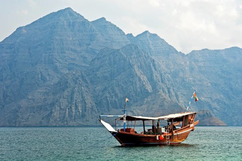 Traditional dhow moored in a bay
