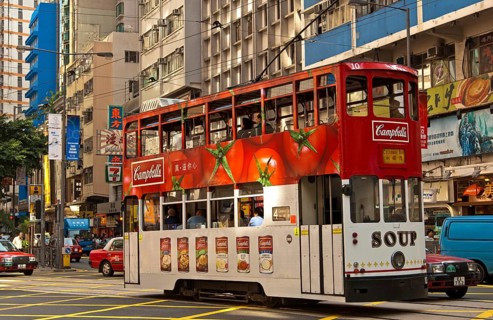 Double-deck tramcar of Hong Kong Tramways