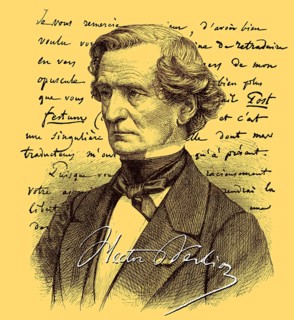 Historical manuscript with the portrait of Louis Hector Berlioz