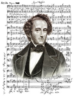Historical music sheet manuscript by Jacob Ludwig Felix Mendelssohn Bartholdy