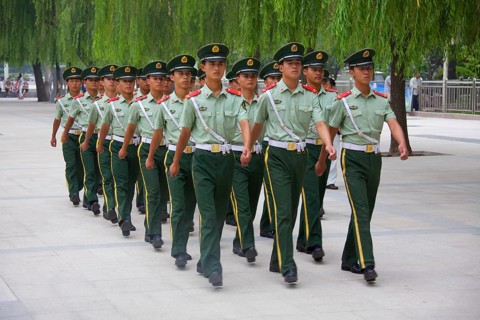 Group of marching soldiers