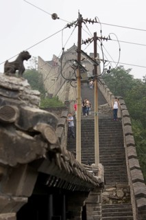 Electricity cables at the Great Wall of China