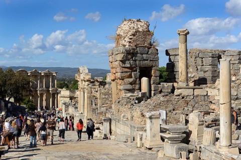 Cureten Street with the Library of Celsus and the Baths of Scholastica
