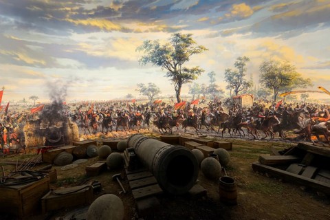 Painting of the conquest of Constantinople by the Ottomans in 1453