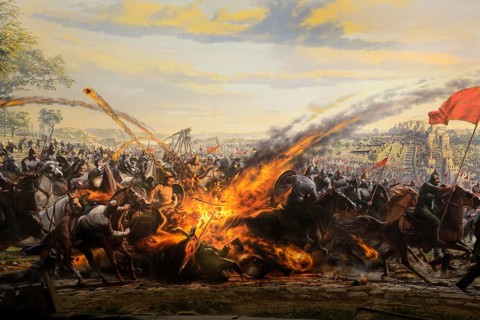 Painting of the conquest of Constantinople by the Ottomans in 1453