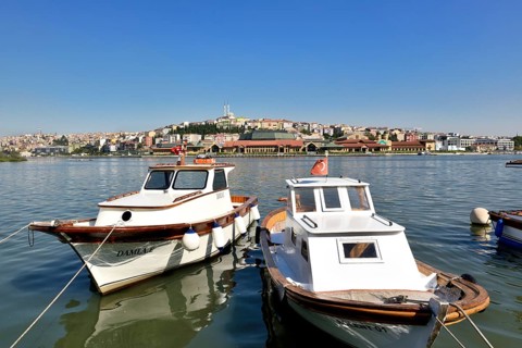 View of Eyuep across the Golden Horn towards the district of Sueltuece
